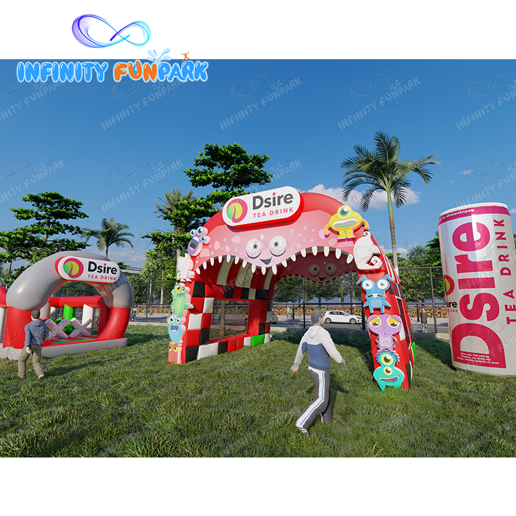 Inflatable park with inflatable tent