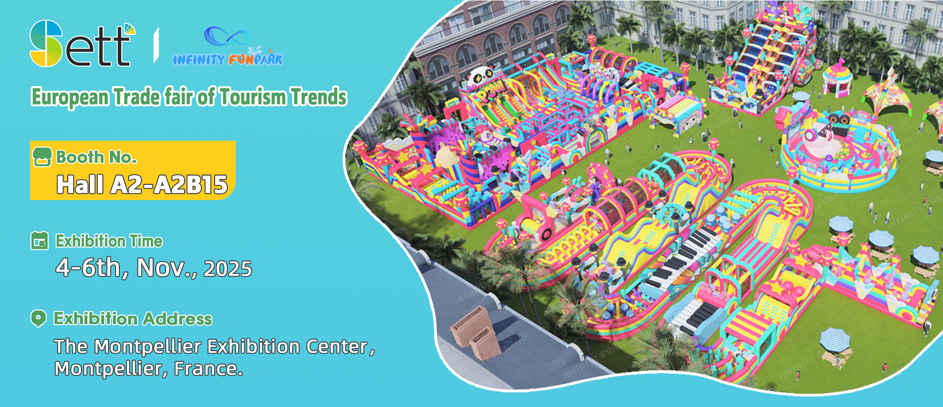 Infinity Fun Park Inflatable Theme Park Display at SETT 2025 Exhibition