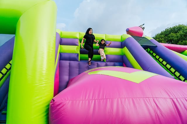 Busy weekend at inflatable park