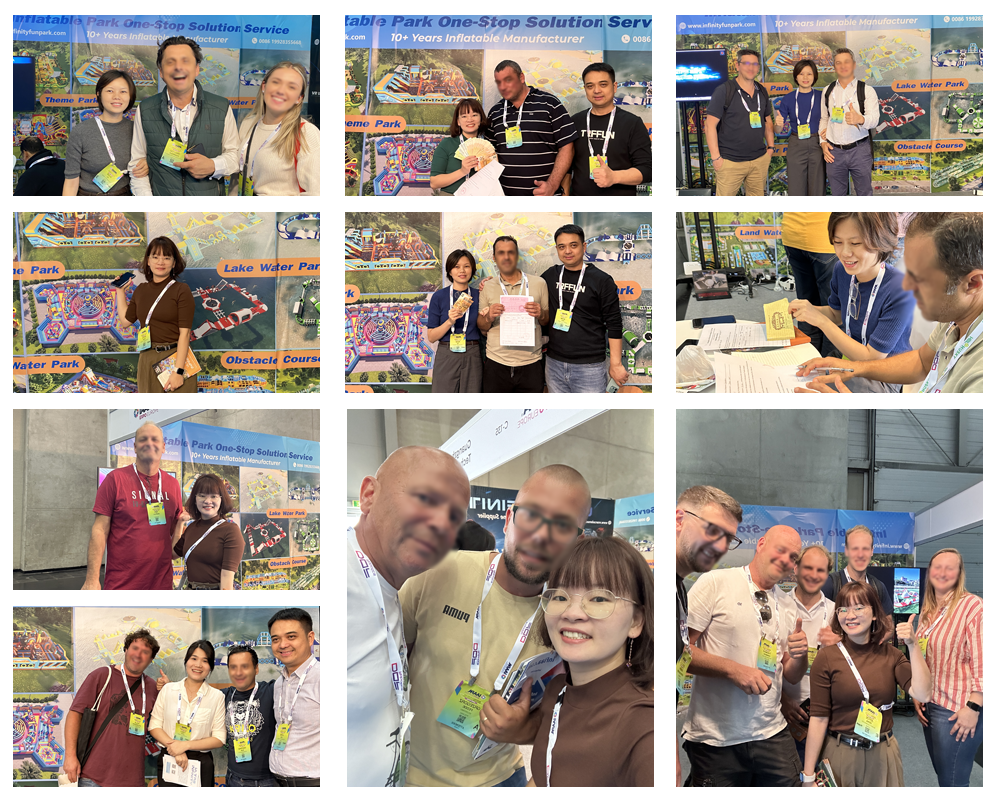 Infinity Funpark display at IAAPA Europe Vienna 2023 launching next-generation modular playground systems with sustainable materials