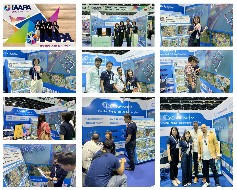 Infinity Funpark stand at IAAPA Bangkok Thailand 2024 featuring tropical-friendly indoor play equipment for Southeast Asian market