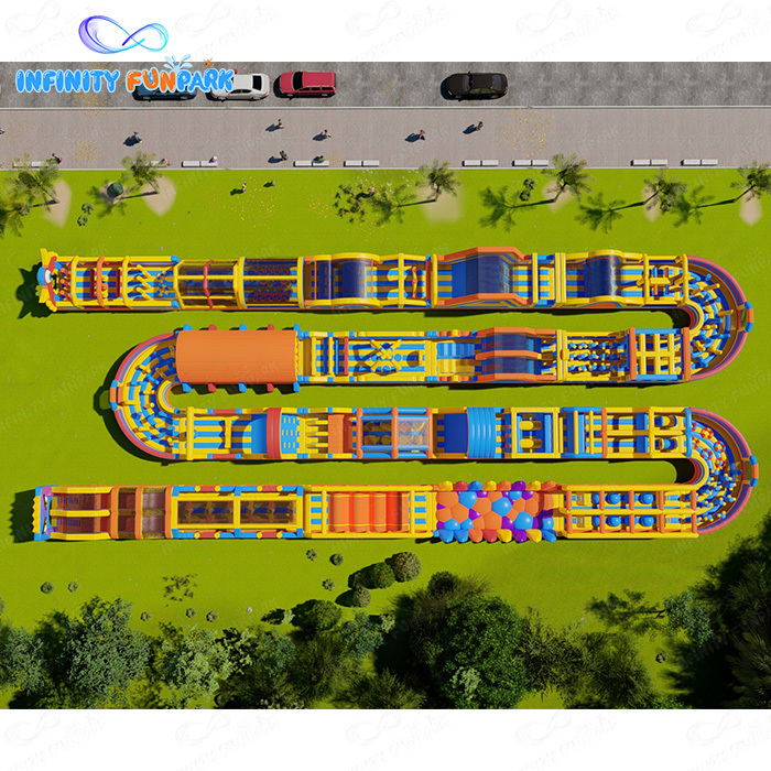 200m Inflatable Obstacle Course | Ultra-Long Multi-Obstacle & Slide Challenge