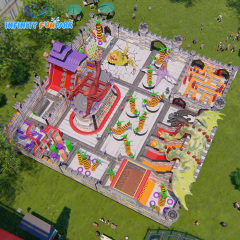 Dragon Castle Inflatable Theme Park | Dragon Slide, Maze City & Obstacle Adventure