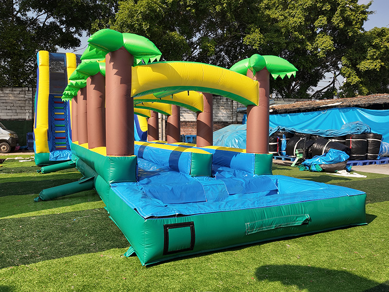 Coconut Tree Long Inflatable Slide for Parks and Rentals - Tropical Theme Slide
