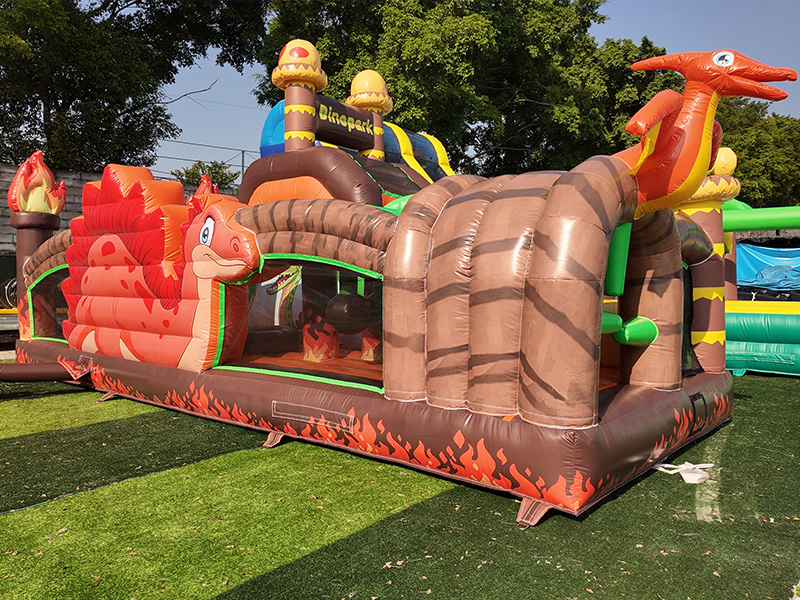 Pterosaur 4-in-1 Inflatable Combo with Slide and Obstacles - Custom Inflatable Design