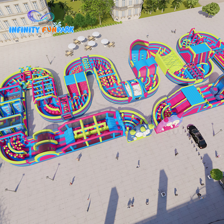 255m Epic Monster Adventure Inflatable Park with Winding Obstacle Course