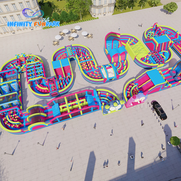 255m Epic Monster Adventure Inflatable Park with Winding Obstacle Course