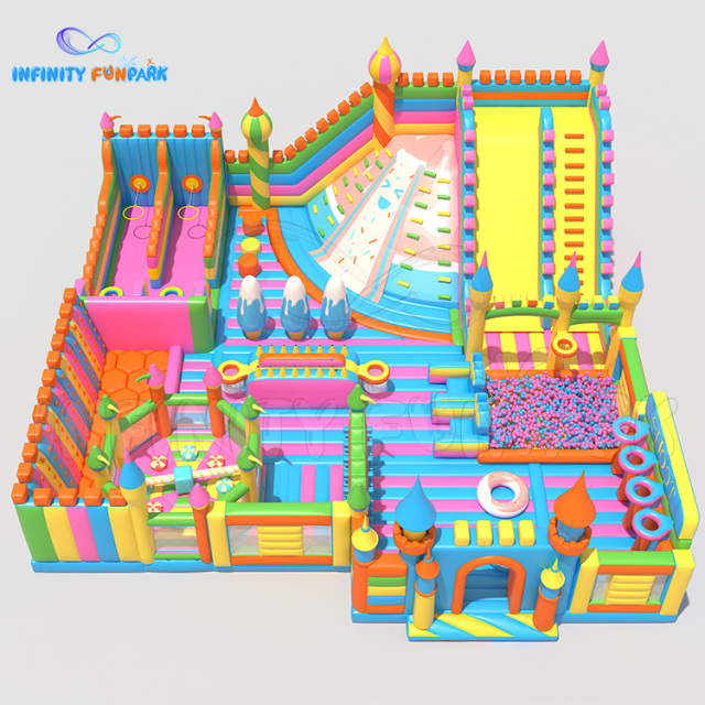 Vibrant Castle Inflatable Park with Climbing Slide