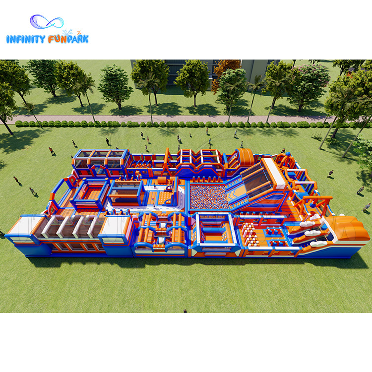 Epic Sports Inflatable Theme Park with Basketball Slam Dunk Lanes