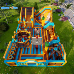 Epic Pirate Ship Inflatable Theme Park with Sports Obstacle Course