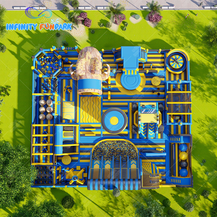 Thrilling Dragon Inflatable Theme Park with Giant Dinosaur Slide