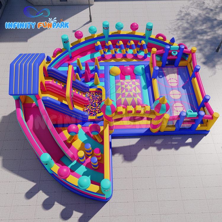Thrilling Sports Inflatable Theme Park with Basketball Court