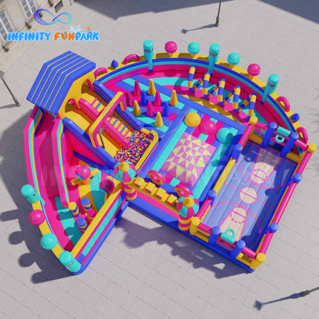 Thrilling Sports Inflatable Theme Park with Basketball Court