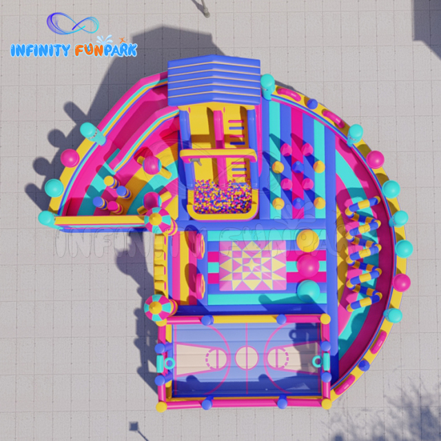 Thrilling Sports Inflatable Theme Park with Basketball Court