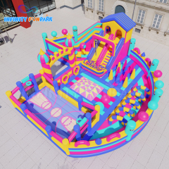 Thrilling Sports Inflatable Theme Park with Basketball Court