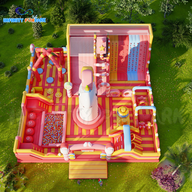 7.8m Spectacular Macaron Jump Park with Giant Unicorn