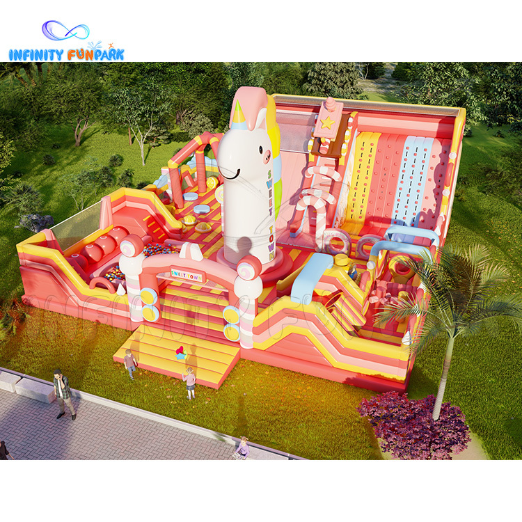 7.8m Spectacular Macaron Jump Park with Giant Unicorn