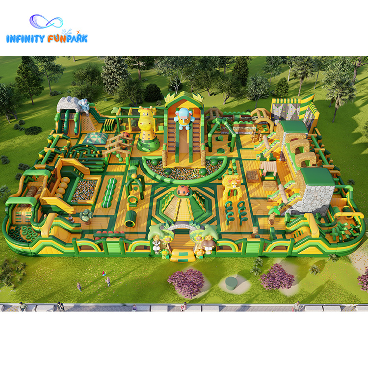 Epic Safari Inflatable Theme Park with Elephant Slide