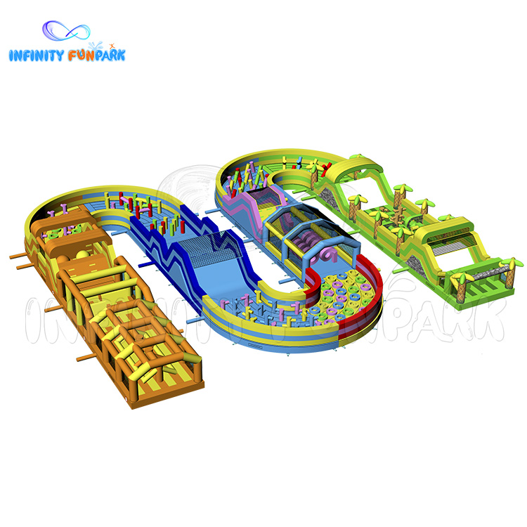 Epic Jungle Inflatable Park with Winding Obstacle Run