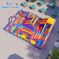 Delightful Candy Inflatable Park with Volcano Dome & Slide Arena