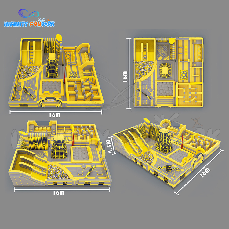 Dynamic Sports Inflatable Park with 16x16M Sticky Wall & Sweeper Arena