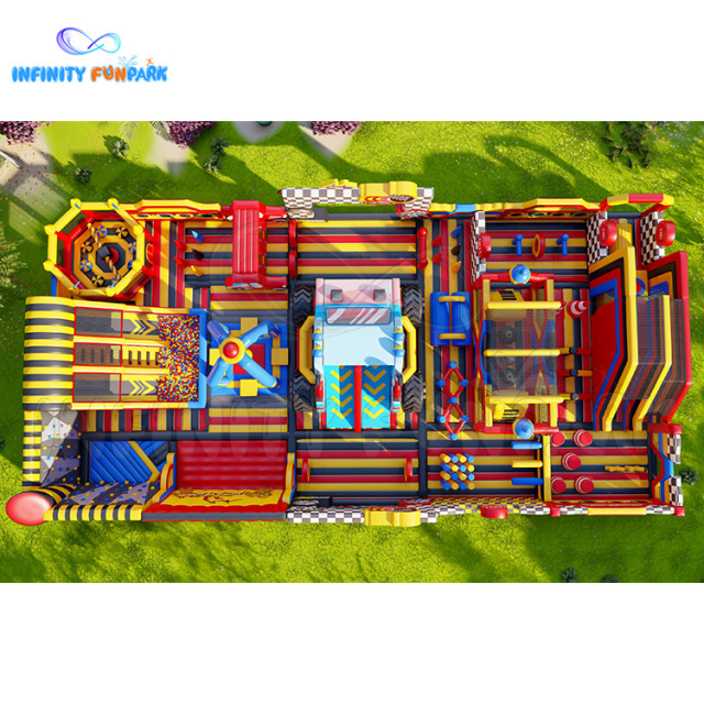 Phenomenal Racing Inflatable Park with Monster Truck & Checkered Gates