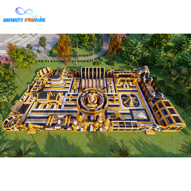 Sleek Sports Inflatable Park with Gold Castle Gate & Meltdown Sweeper