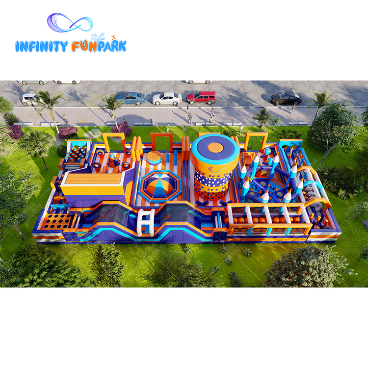 Marvelous Space Inflatable Park with 30x14M Cosmic Launcher & Spires