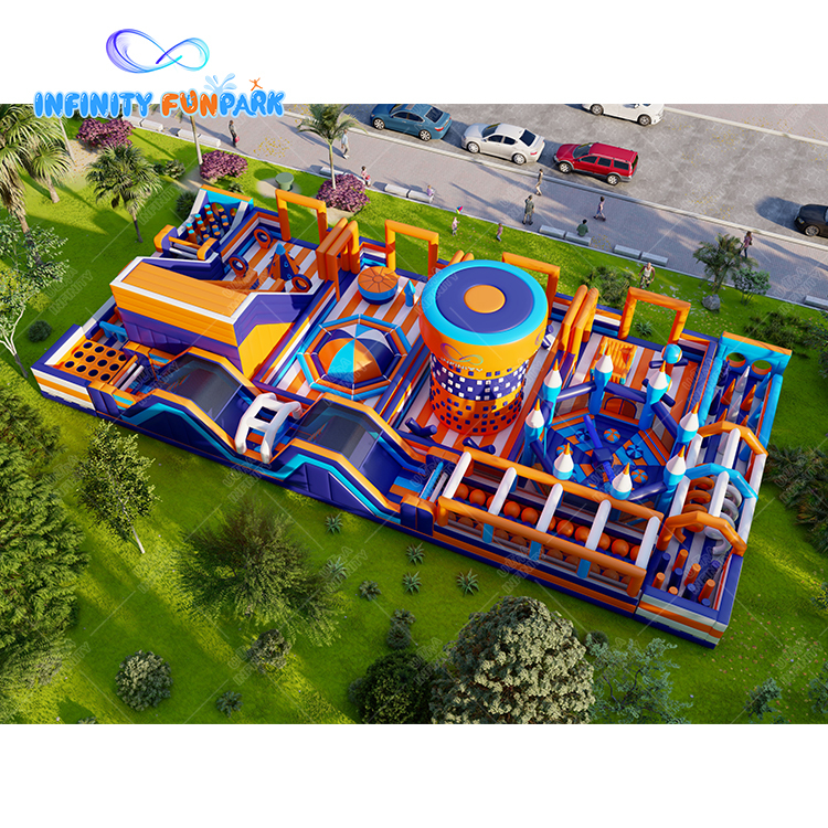 Marvelous Space Inflatable Park with 30x14M Cosmic Launcher & Spires