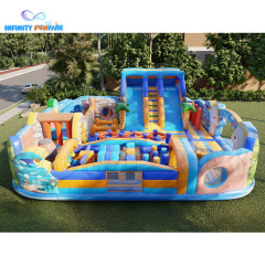 Marvelous Ocean Inflatable Park with Double Climb Slide & Sea-Life Decals