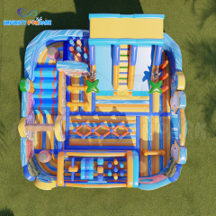 Marvelous Ocean Inflatable Park with Double Climb Slide & Sea-Life Decals