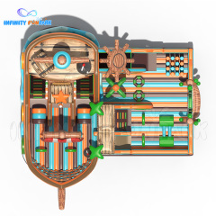 Fabulous Pirate Inflatable Park with Wood-Textured Ship Deck & Helm Obstacle