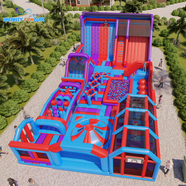 Supreme Sports Inflatable Park with Climbing Wall & Basketball Hoop