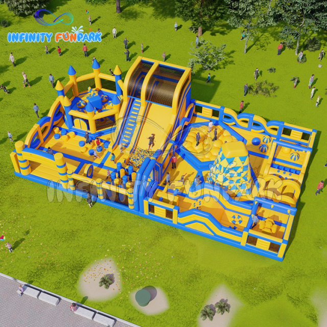 22x12M Imperial Castle Inflatable Park with Climbing Volcano & Double Slide