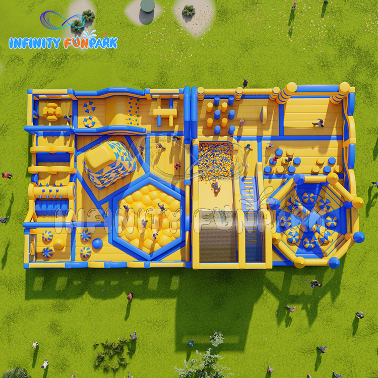22x12M Imperial Castle Inflatable Park with Climbing Volcano & Double Slide