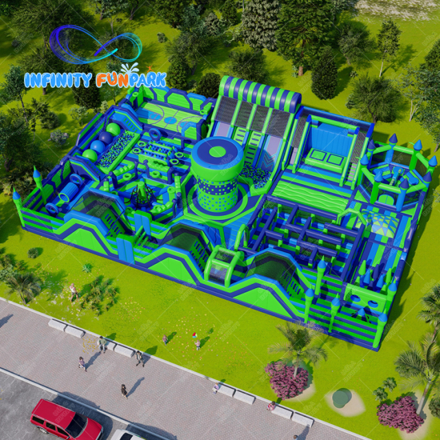 Wonderful Space Inflatable Park with Cosmic Launcher & Basketball Court
