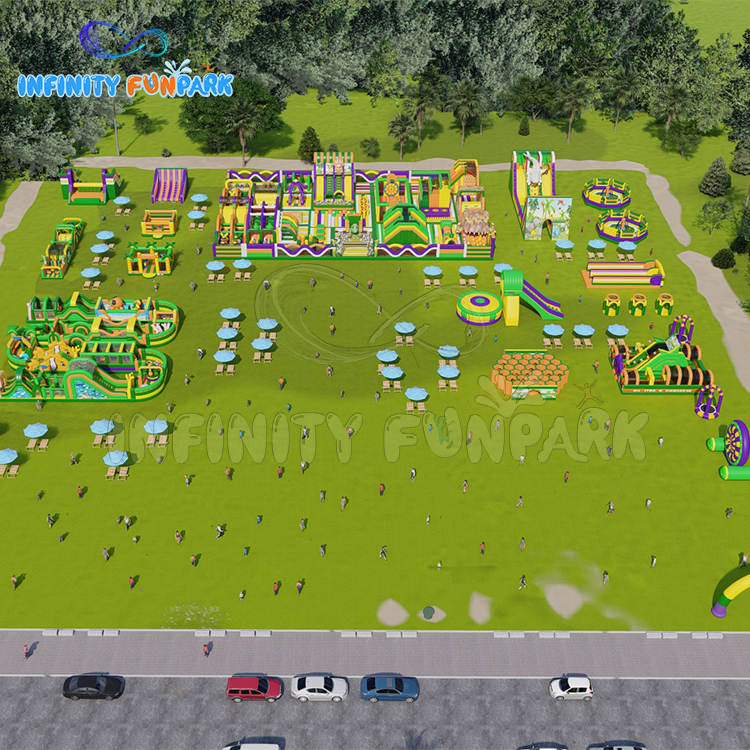Prodigious Monster Inflatable Park with T-Rex & Giant Shark Slides