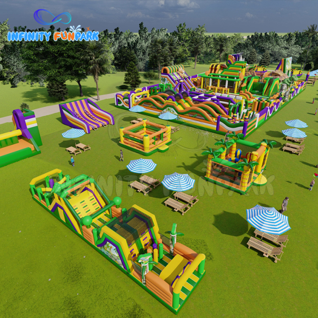 Prodigious Monster Inflatable Park with T-Rex & Giant Shark Slides