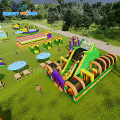 Prodigious Monster Inflatable Park with T-Rex & Giant Shark Slides