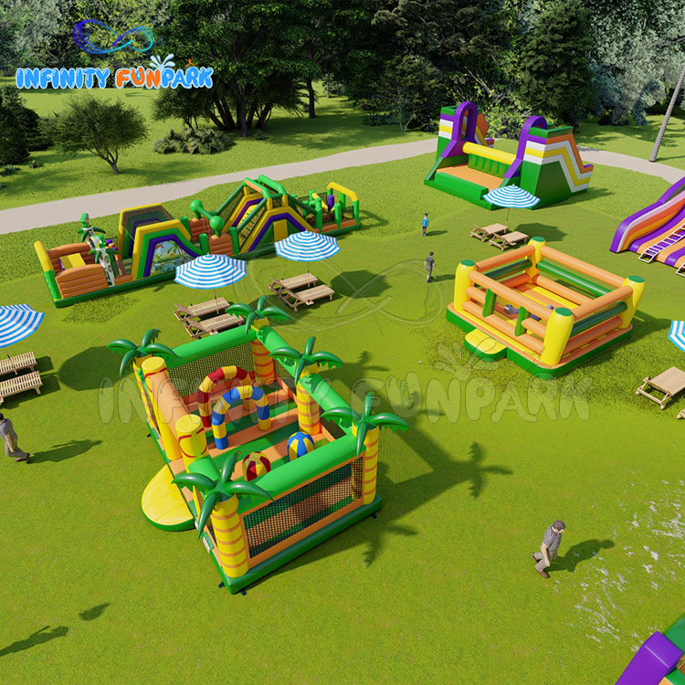Prodigious Monster Inflatable Park with T-Rex & Giant Shark Slides