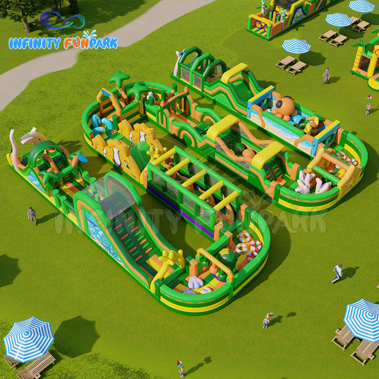 Prodigious Monster Inflatable Park with T-Rex & Giant Shark Slides