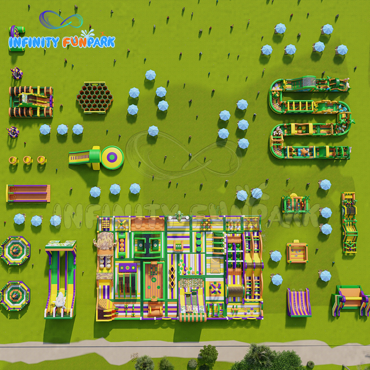 Prodigious Monster Inflatable Park with T-Rex & Giant Shark Slides