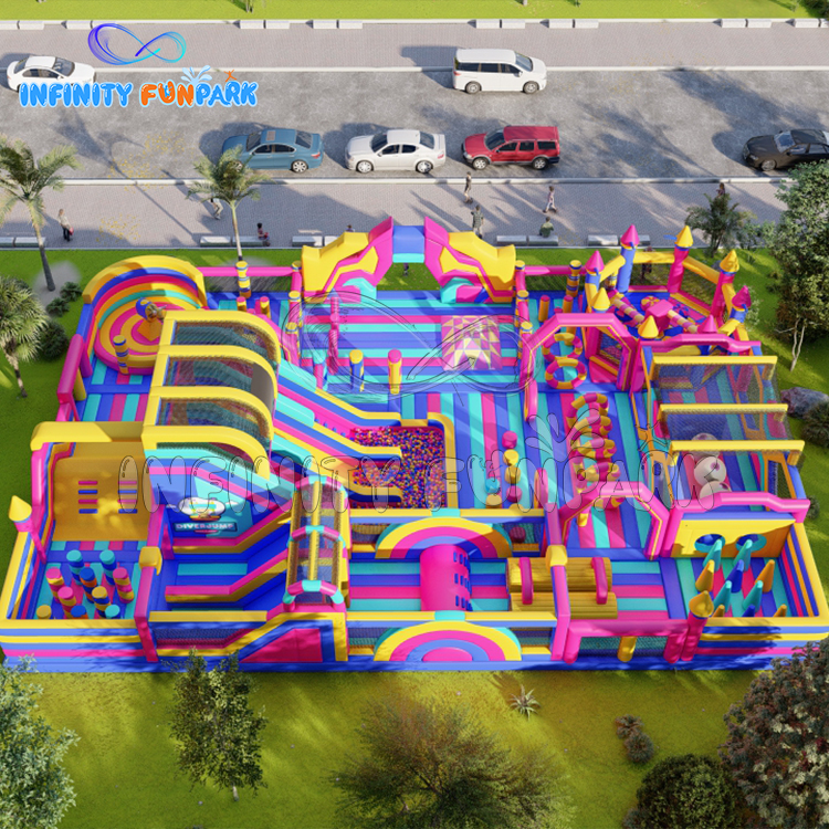 Commercial Breathtaking Neon Sports Inflatable Theme Park Meltdown Challenge