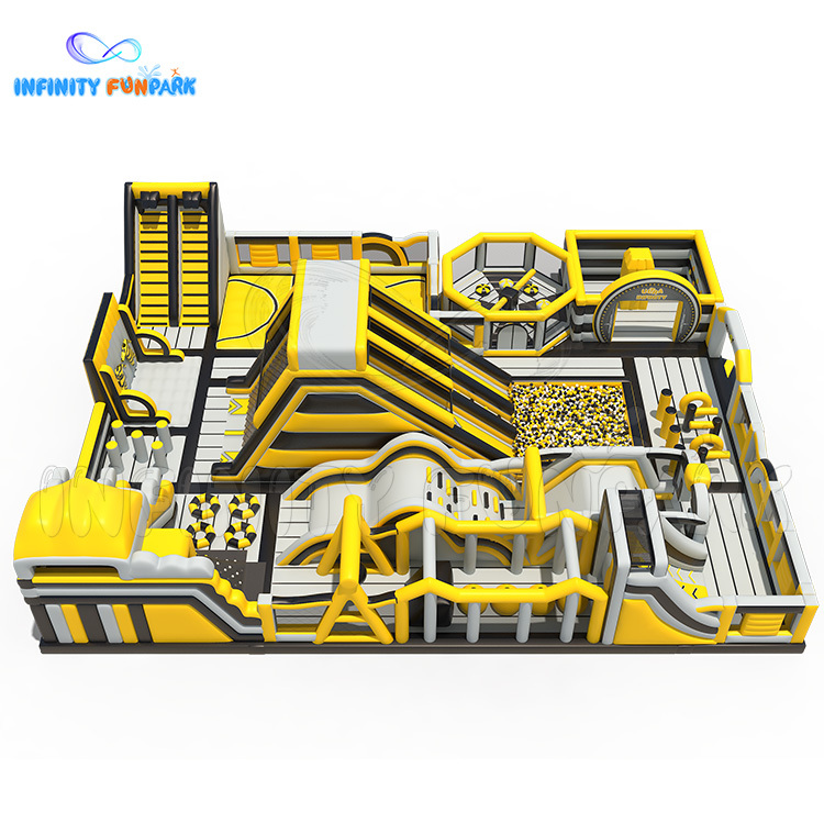 Wonderful Sports Inflatable Park with 22x17.5M Basketball Court & Slides