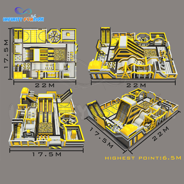 Wonderful Sports Inflatable Park with 22x17.5M Basketball Court & Slides