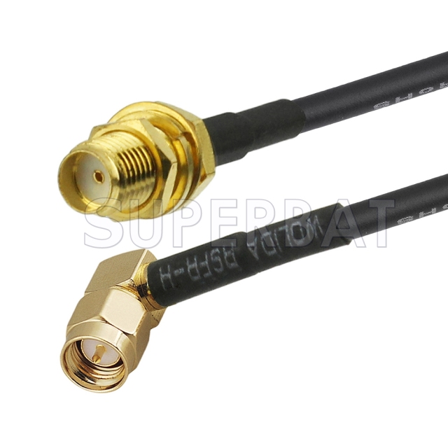 SMA Male Right Angle to SMA Female Bulkhead Cable Using RG174 Coax