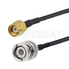 Reverse Polarity SMA Male to BNC Male Cable Using RG58 Coax