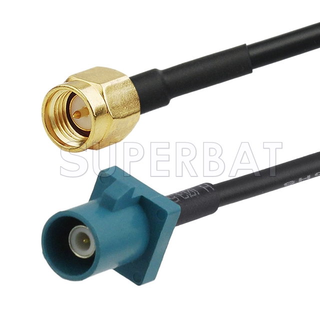 SMA Male to Water Blue FAKRA  Z Plug Cable Using RG174 Coax