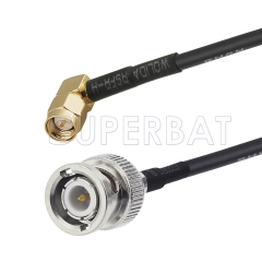 SMA Male Right Angle to BNC Male Cable Using RG174 Coax