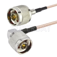 N Male to N Male Right Angle Cable Using RG142 Coax